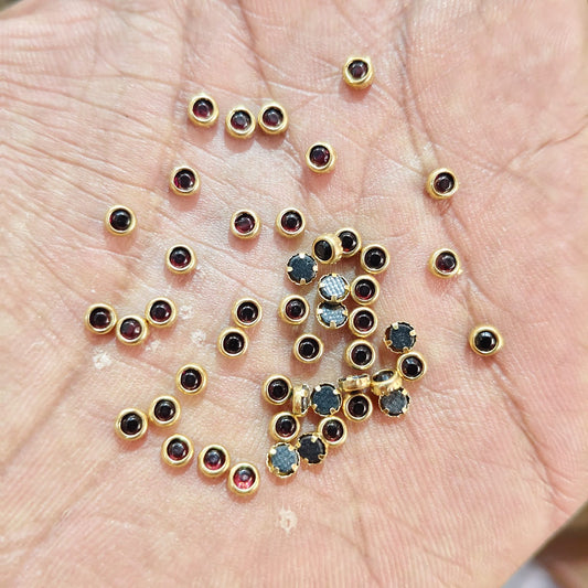 3mm Round Maroon Fitting Stones for Silk Thread Bangles, Aari Work & Jewellery Making | Gold Finish | Pack of 20g & 50g – Kavitha Enterprises