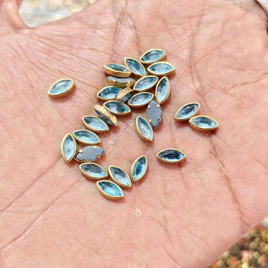 Big Size Eye Shape Sky Blue Fitting Stones for Silk Thread Bangles, Aari Work & Jewellery Making | Gold Finish | Pack of 20g & 50g – Kavitha Enterprises