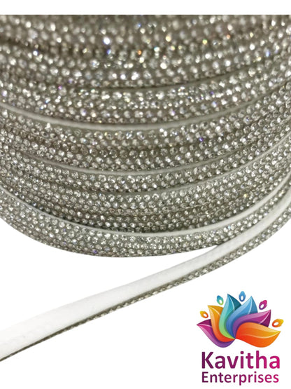 8MM Silver Rhinestone Chain Roll for Jewellery Making, Aari Work & DIY Crafts | Diamond Stone Lace for Bangles, Blouse & Decoration ( PACK OF 1 MTR ) – Kavitha Enterprises