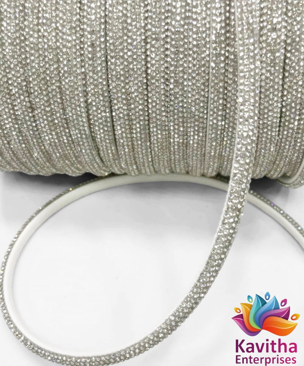 8MM Silver Rhinestone Chain Roll for Jewellery Making, Aari Work & DIY Crafts | Diamond Stone Lace for Bangles, Blouse & Decoration ( PACK OF 1 MTR ) – Kavitha Enterprises
