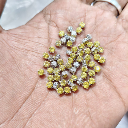 4mm Multicolour Clip Stones for Aari Work & Jewellery Making | Green, Red, Yellow, Blue, Peach & Pista Kundan Setting Stones | Pack of 10g (Approx. 230 Pieces) – Kavitha Enterprises