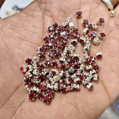 4mm Multicolour Clip Stones for Aari Work & Jewellery Making | Green, Red, Yellow, Blue, Peach & Pista Kundan Setting Stones | Pack of 10g (Approx. 230 Pieces) – Kavitha Enterprises