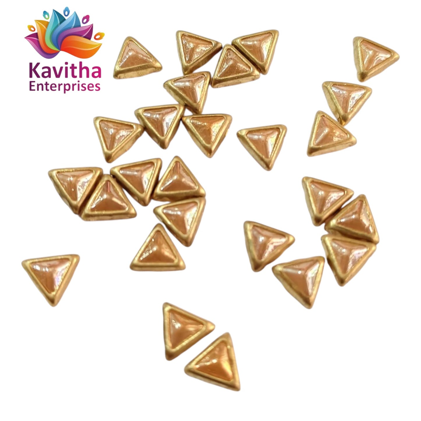 Triangle Ceramic Fitting Stones for Silk Thread Bangles, Aari Work & Jewellery Making | Gold Finish | 20g & 50g Pack – Kavitha Enterprises