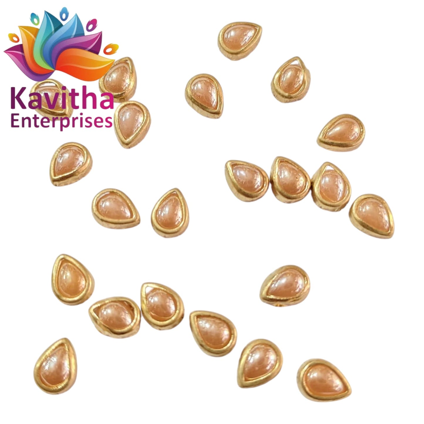Drop Shape Ceramic Fitting Stones for Silk Thread Bangles, Aari Work & Jewellery Making | Gold Finish | 20g & 50g Pack – Kavitha Enterprises