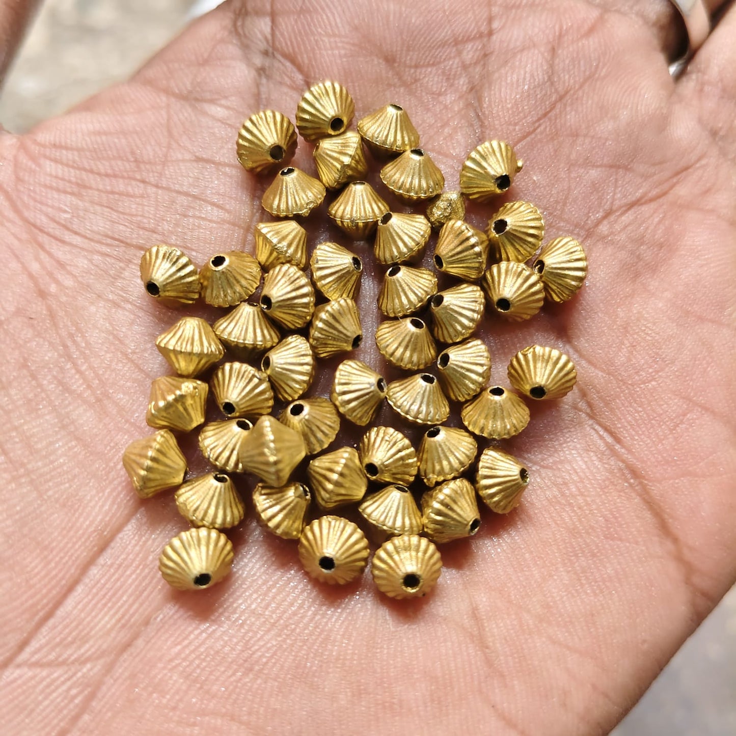 Acrylic Dull Gold Cone Shape Beads for Aari Work, Embroidery, Saree Tassels & Jewellery Making | Matte Finish | Pack of 50g – Kavitha Enterprises