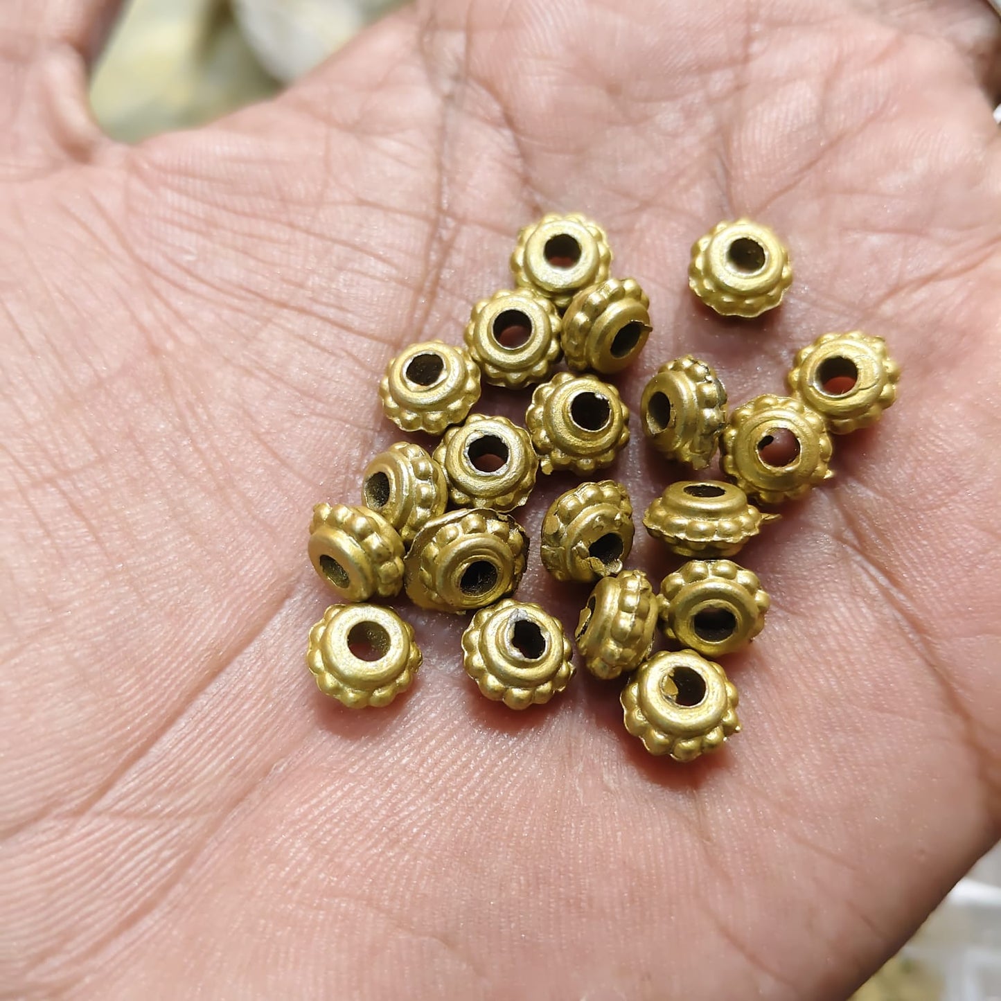 Acrylic Dull Gold Round Spacer Beads for Jewellery Making, Bangles & Embroidery | Matte Finish | 50g – Kavitha Enterprises