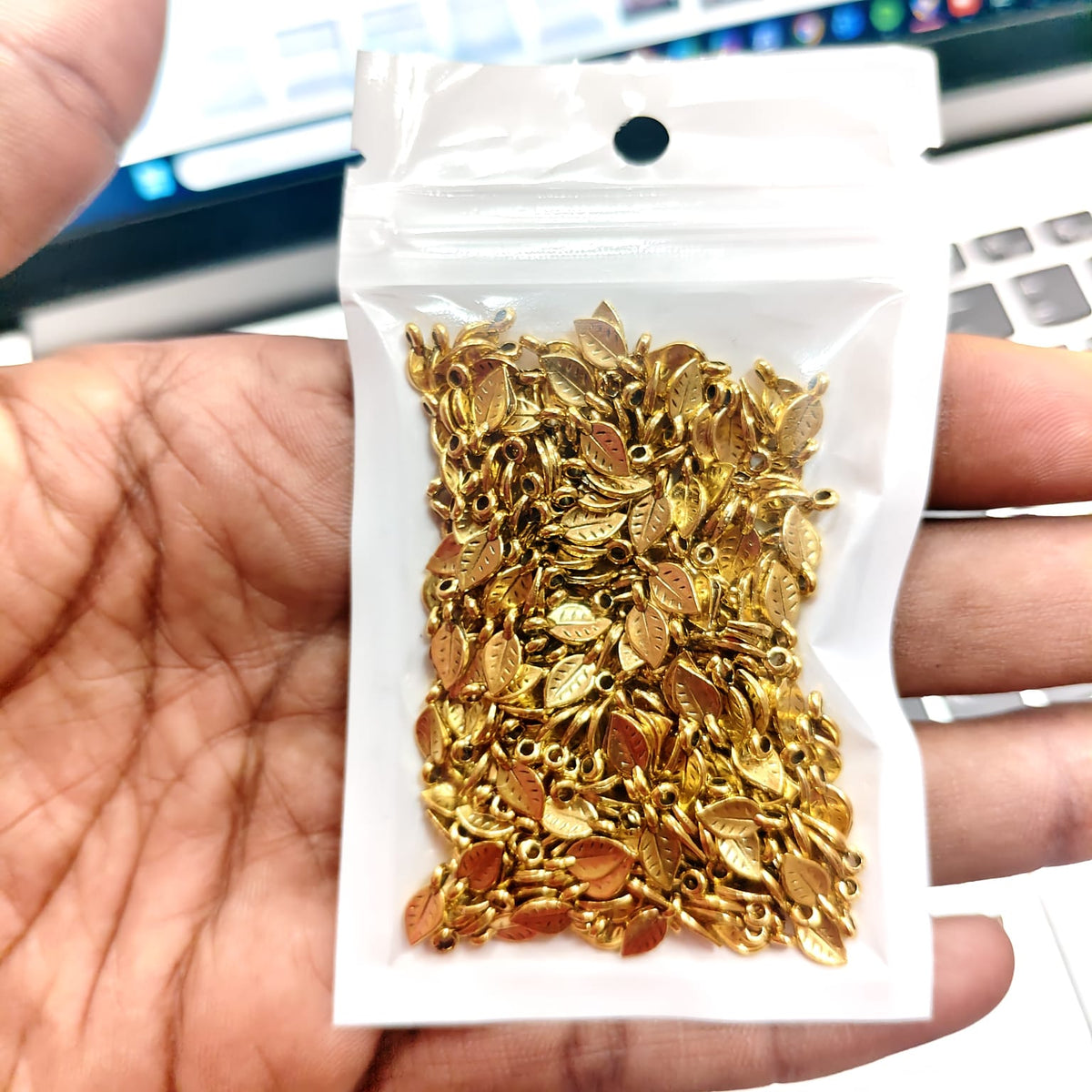 Antique Metal Gold Leaf Beads for Saree Tassels, Jewellery Making & Craft – 40 Gram Pack