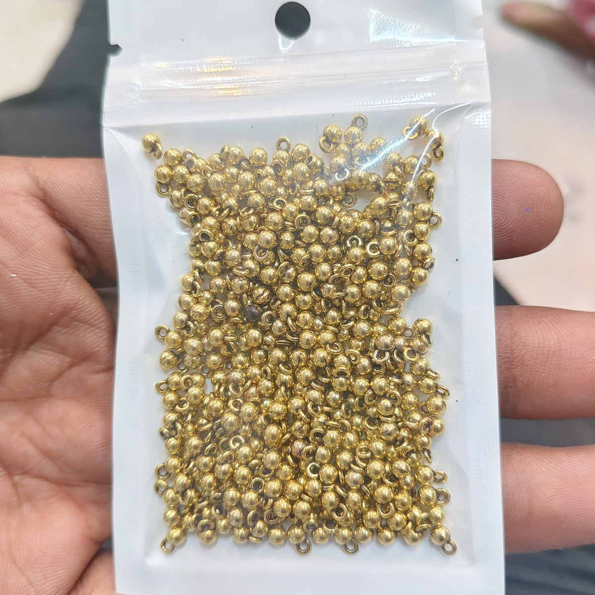 Antique Metal Gold Beads for Saree Tassels, Jewellery Making & Craft – 40 Gram Pack