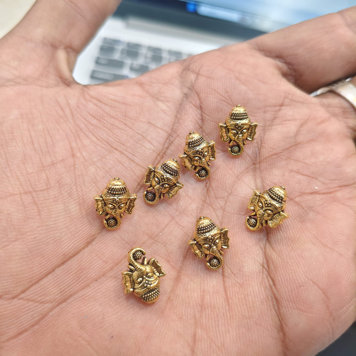 Antique Gold Lord Ganesha Metal Beads for Saree Tassels, Jewellery Making & Craft – Decorative Beads