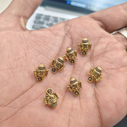 Antique Gold Lord Ganesha Metal Beads for Saree Tassels, Jewellery Making & Craft – Decorative Beads