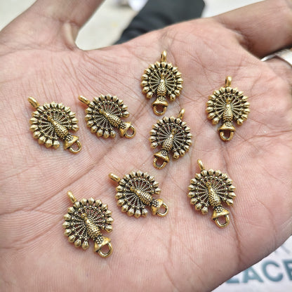 Antique Gold Peacock Metal Charms for Saree Tassels, Jewellery & Craft – 40 Gram Pack
