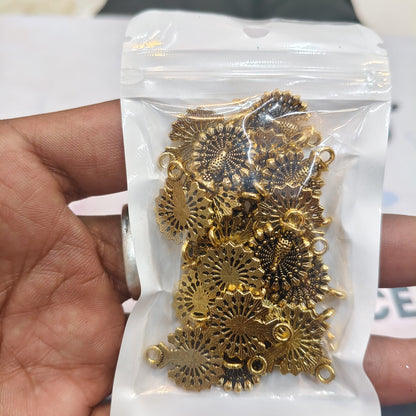 Antique Gold Peacock Metal Charms for Saree Tassels, Jewellery & Craft – 40 Gram Pack