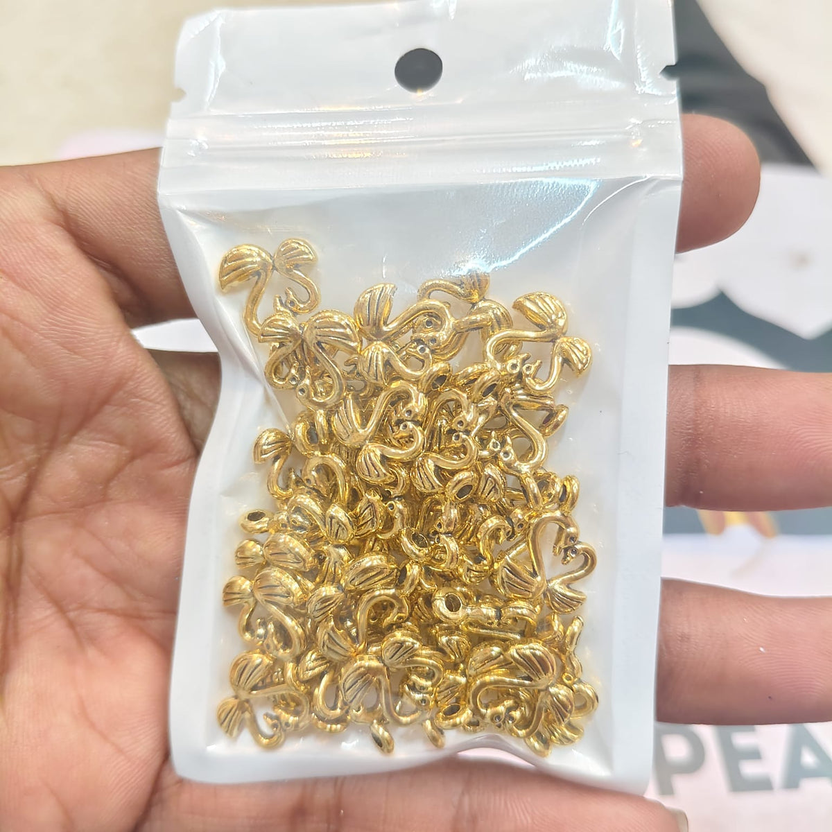 Antique Gold Swan Metal Charms for Saree Tassels, Jewellery & Craft – 40 Gram Pack