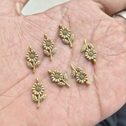 Antique Gold Flower Metal Charms for Saree Tassels, Jewellery & Craft – 40 Gram Pack