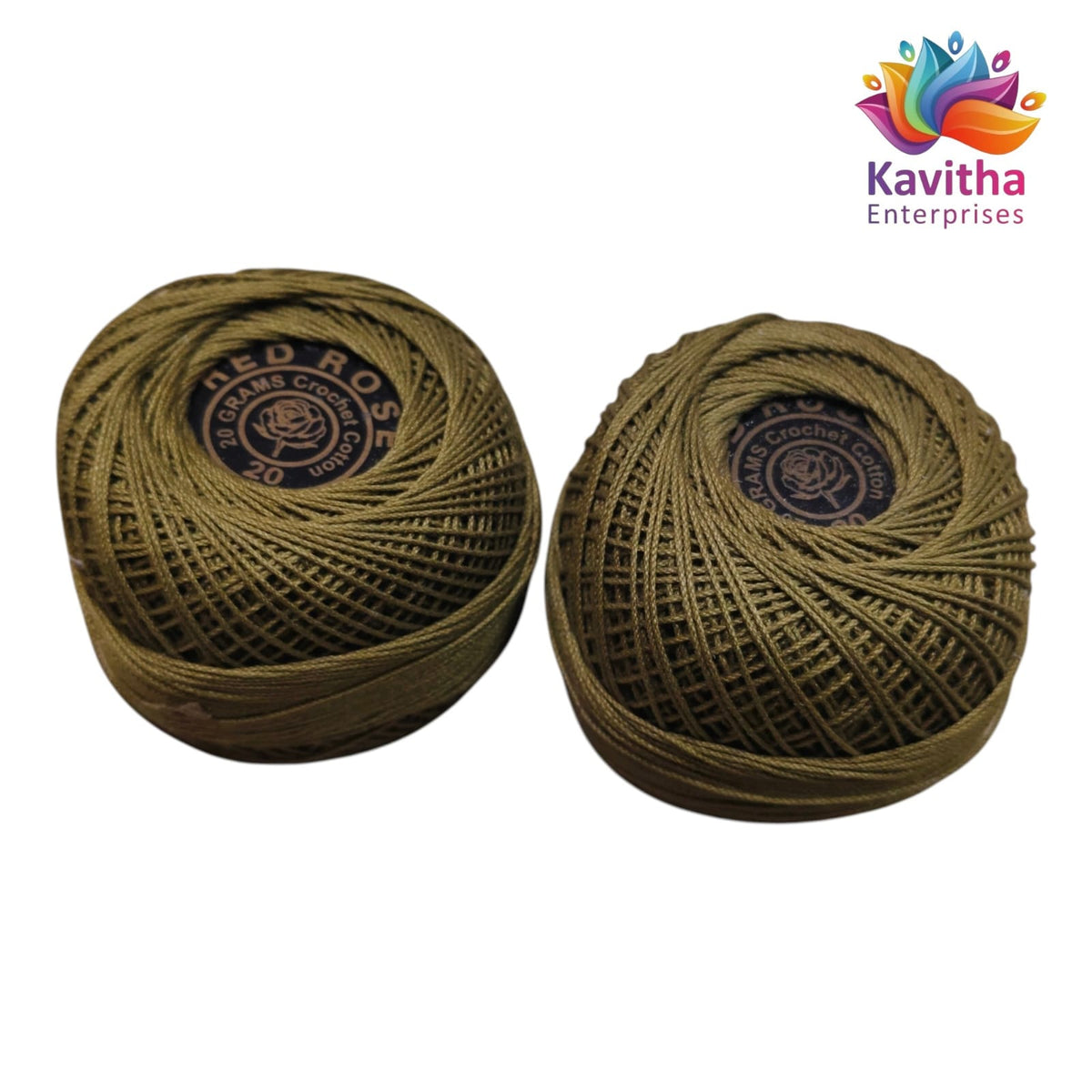 Red Rose Olive Green Colour Cotton Crochet Thread 20 Gram | Crochet, Knitting & Embroidery Thread | 1 Piece