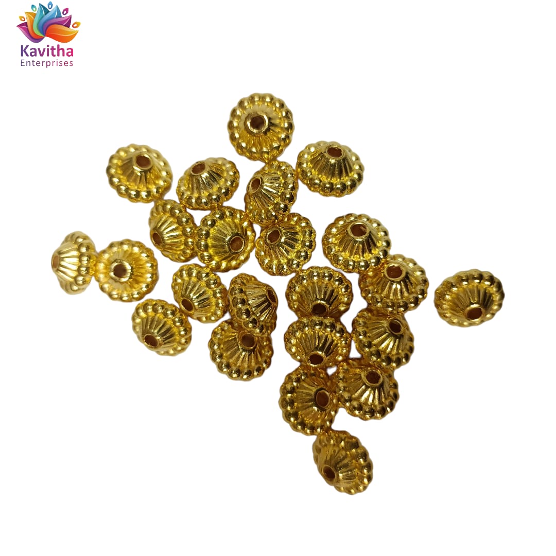 Bright Gold Plastic CCB Beads for Saree Tassels, Jewelry Making, and Embroidery (50g Pack)