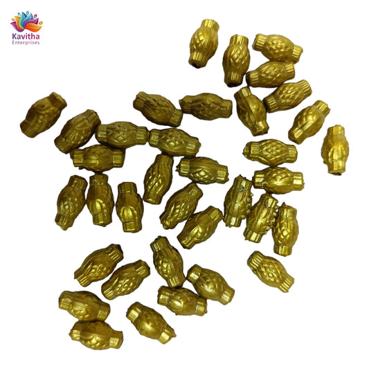 Acrylic Dull Gold Beads for Embroidery, Saree Tassels, and Jewelry Making (Pack of 50 grams)