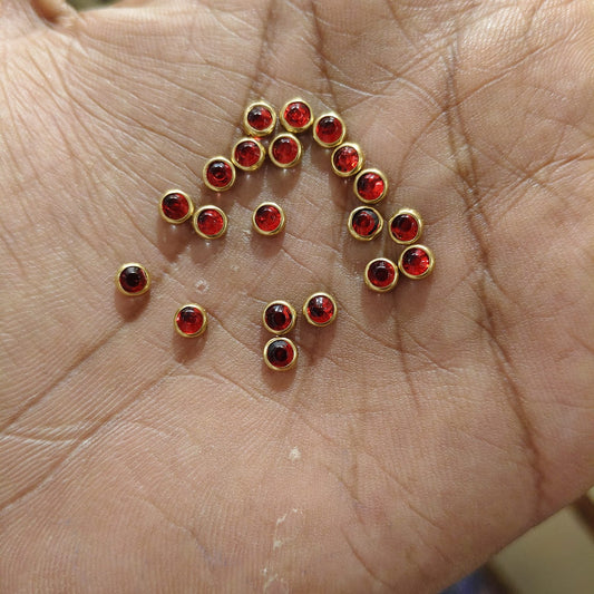 4mm Red Colour Flat Kundan Stones , Clips ,Fitting Stone – Red Color, Round Shape, 20-Gram Pack for Craft, Jewellery, Bangles, and Embroidery Work