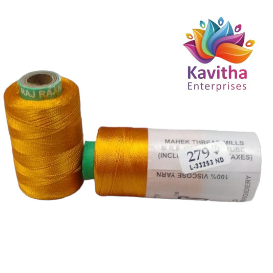 RAJ Company Silk Threads For Embroidery ,Saree tassels, craft - 1 Tube (800 meters, 20 Gram Light Orange Colour Shade No.279