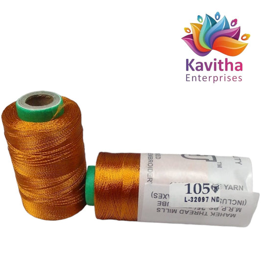 RAJ Company Silk Threads For Embroidery ,Saree tassels, craft - 1 Tube (800 meters, 20 Gram) Gold Colour Shade No. 105