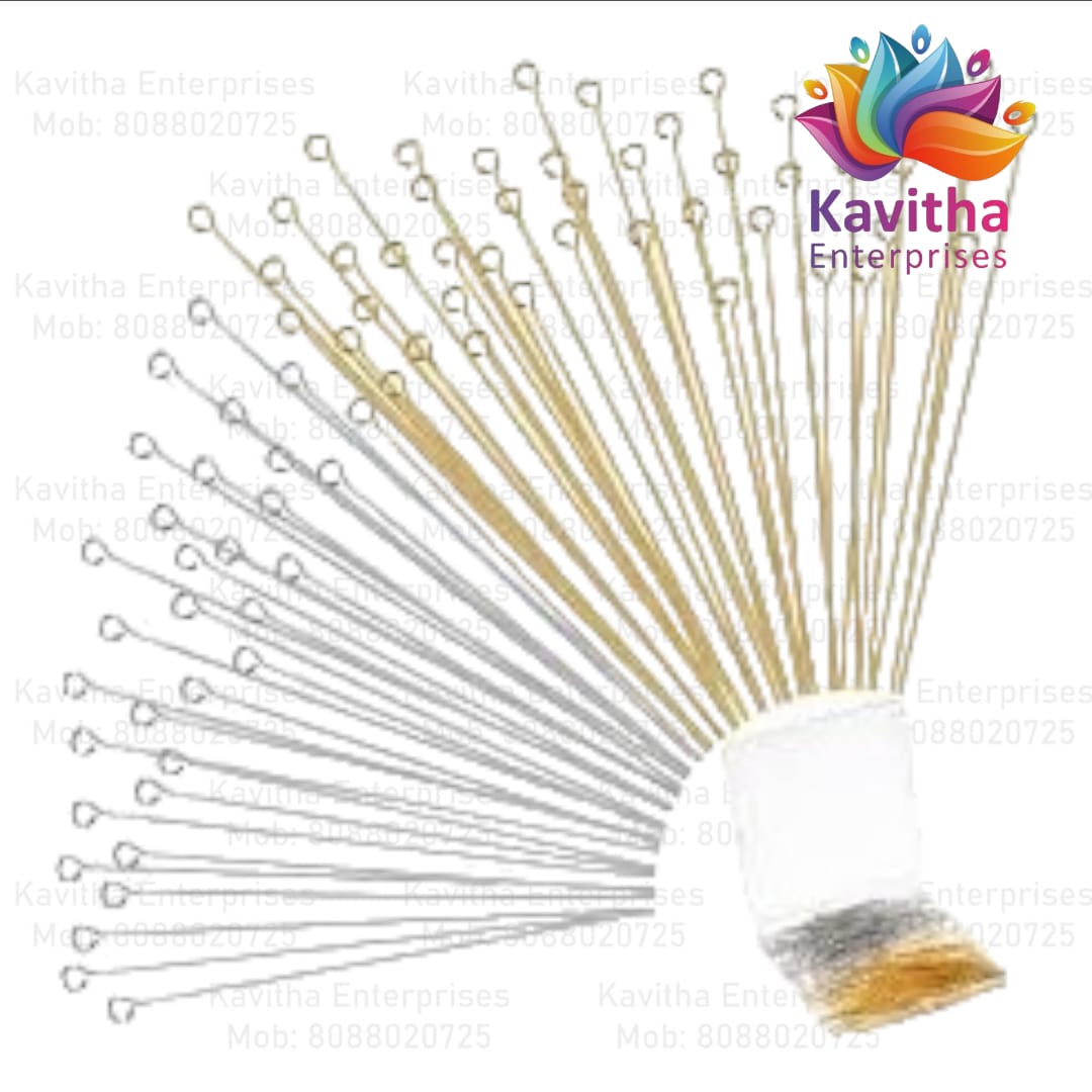 Jewllary Making Eye Pin, Gold/ Silver (Pack of 10 Gram)