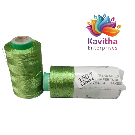 RAJ Company Silk Threads For Embroidery ,Saree tassels, craft - 1 Tube (800 meters, 20 Gram) Light Green Colour Shade No.150