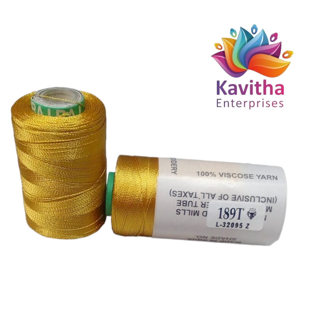 RAJ Company Silk Threads For Embroidery ,Saree tassels, craft - 1 Tube (800 meters, 20 Gram Yellow Colour Shade No.189T