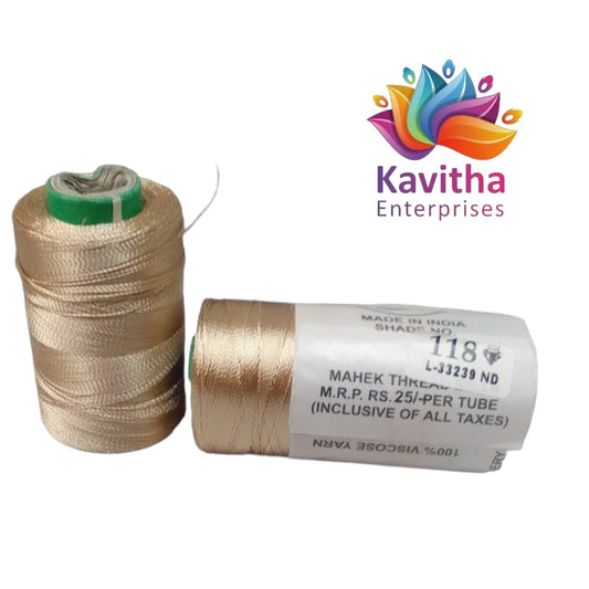 RAJ Company Silk Threads For Embroidery ,Saree tassels, craft - 1 Tube (800 meters, 20 Gram) Cream Colour Shade No.118