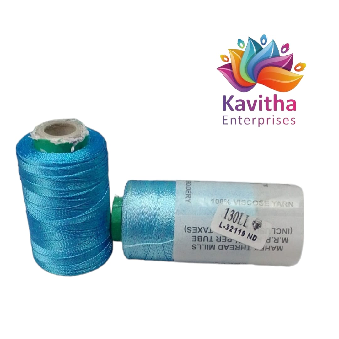 RAJ Company Silk Threads For Embroidery ,Saree tassels, craft - 1 Tube (800 meters, 20 Gram)Blue Colour Shade No.130LL