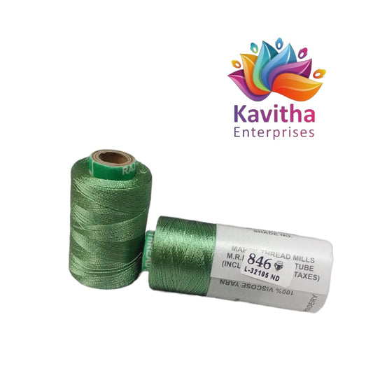 RAJ Company Silk Threads For Embroidery ,Saree tassels, craft - 1 Tube (800 meters, 20 Gram) Light Green Colour Shade No.846