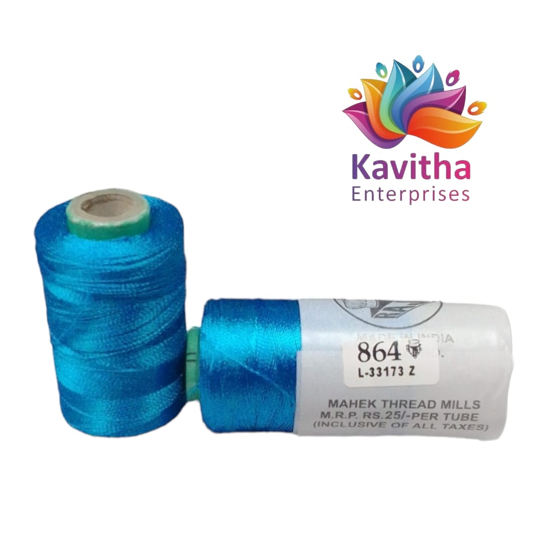 RAJ Company Silk Threads For Embroidery ,Saree tassels, craft - 1 Tube (800 meters, 20 Gram Blue Colour Shade No.864