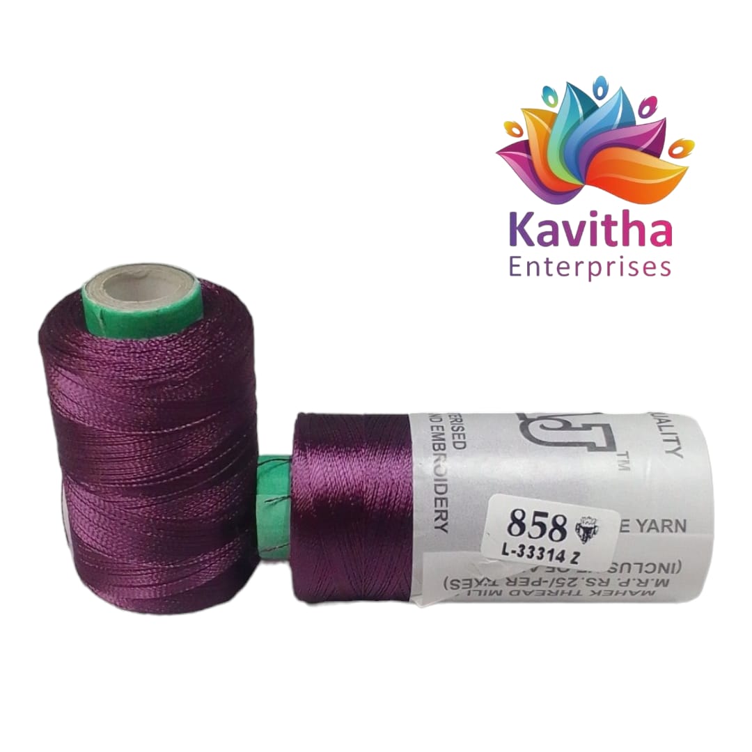 RAJ Company Silk Threads For Embroidery ,Saree tassels, craft - 1 Tube (800 meters, 20 Gram) Dark Purple Colour Shade No.858