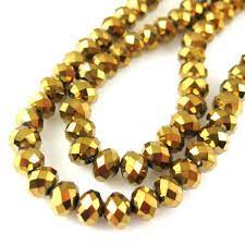 6mm Crystal beads for jewelry , Saree Tsseles , metalic gold 1 String