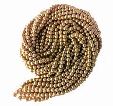 4mm Antique Gold Beads Aari ,Embroidery, Saree Tessles and etc (Pack of 1 Bunch 12 Lines)