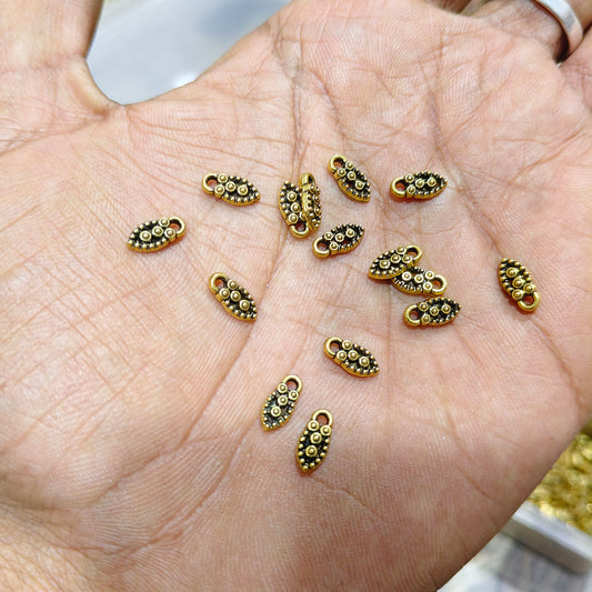 Antique Gold Leaf Charms for Jewellery Making – Mini Metal Pendant Charms for Earrings, Necklace, Bracelet & DIY Craft Projects | Pack of 40 Grams | Kavitha Enterprises