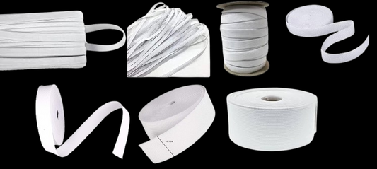 White Elastic for Tailoring & Craft - Available in Multiple Sizes pack of 1 Meters