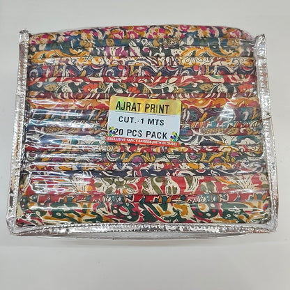 Ajrat Print Cotton Fabric Combo Pack | 20 Assorted Prints | 1 Meter Each Cut | Multi-Color Fabric Bundle