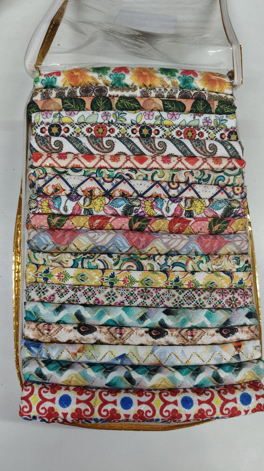 Varsha Print Cotton Fabric Combo Pack | 20 Assorted Prints | 1 Meter Each Cut