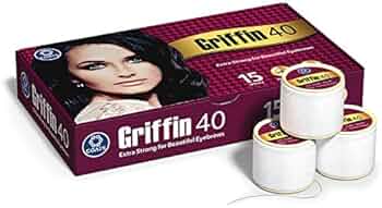 Griffin 40 Cotton Thread – 300m Spools | Extra Strong Eyebrow & Stitching Thread | 100% Cotton | Durable Thread for Tailoring, Embroidery, Crafting & Beauty Use – Pack of 15 (White)