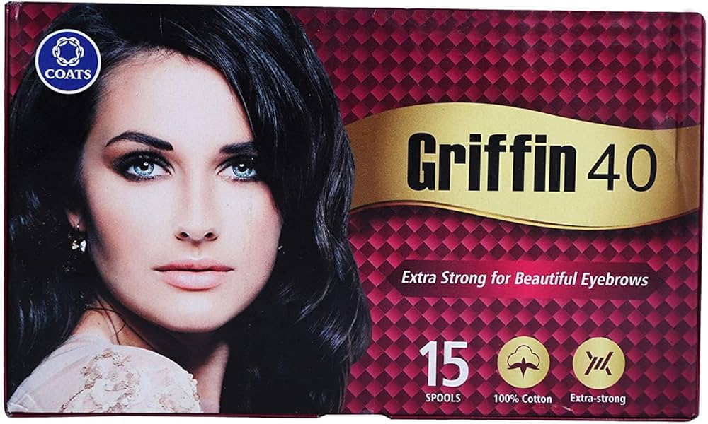 Griffin 40 Cotton Thread – 300m Spools | Extra Strong Eyebrow & Stitching Thread | 100% Cotton | Durable Thread for Tailoring, Embroidery, Crafting & Beauty Use – Pack of 15 (White)