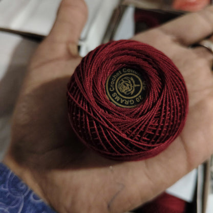**Red Rose Tatting Crochet Threads - Light Maroon (1 Ball, 20g)**
