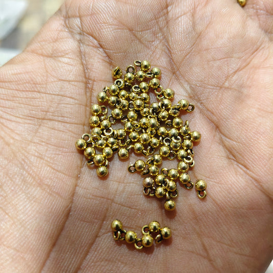 Antique Gold Ball Charms for Jewellery Making – Mini Metal Hanging Beads with Loop for Earrings, Necklace, Bracelet & DIY Craft Projects | Pack of 40 Grams | Kavitha Enterprises
