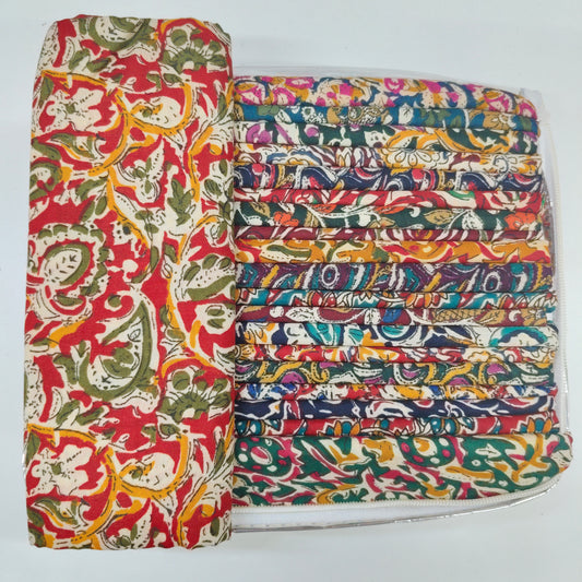 Ajrat Print Cotton Fabric Combo Pack | 20 Assorted Prints | 1 Meter Each Cut | Multi-Color Fabric Bundle