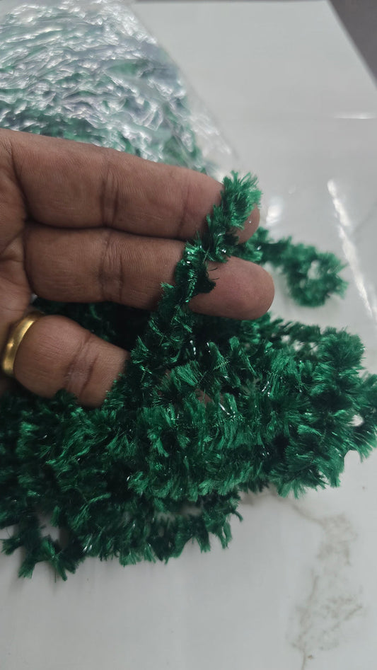 Green Colour Feather Wool Yarn for Crochet, Knitting, Rangoli, and Mat Making – (60 Meters 100g Pack ) approx