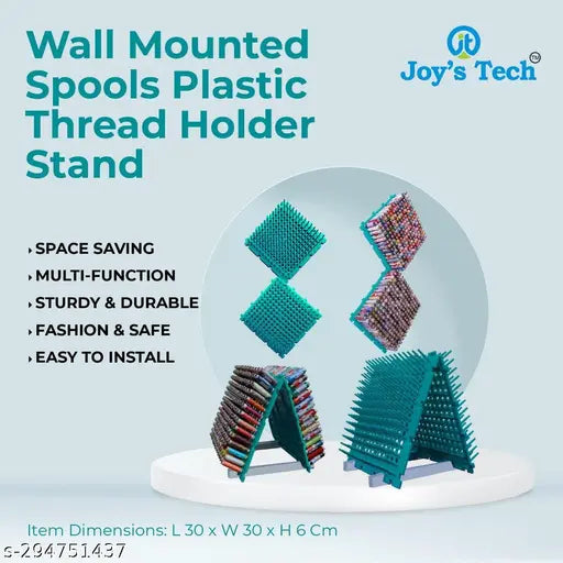 "Joy's Tech Green Wall-Mounted Thread Holder: Space-Saving Spools Rack (Set of 2)"