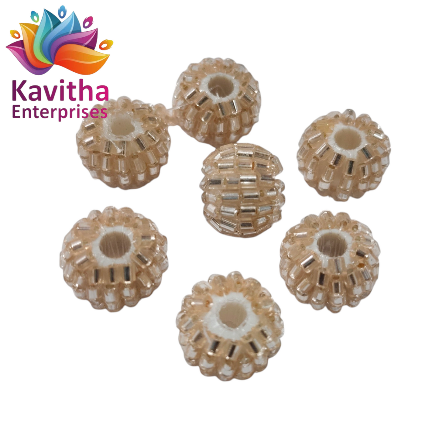 10mm Designer Cut Ball Beads for Saree Tassels & Jewellery Making – Pack of 20 pcs | Premium Decorative Craft Beads