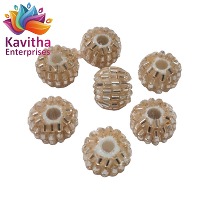 10mm Designer Cut Ball Beads for Saree Tassels & Jewellery Making – Pack of 20 pcs | Premium Decorative Craft Beads