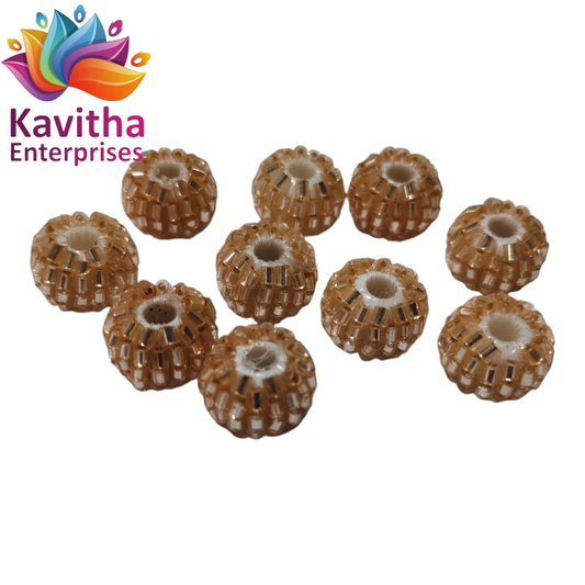 10mm Designer Cut Ball Beads for Saree Tassels & Jewellery Making – Pack of 20 pcs | Premium Decorative Craft Beads