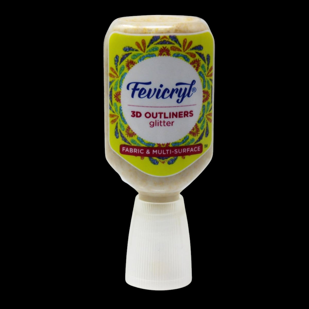 Fevicryl 3D Outliners Glitter Gold 401 – Fabric & Multi-Surface | Pack of 1 | Kavitha Enterprises