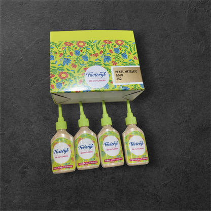 Fevicryl 3D Outliners Pearl Metallic Gold 352 – Fabric & Multi-Surface | Pack of 2 | Kavitha Enterprises